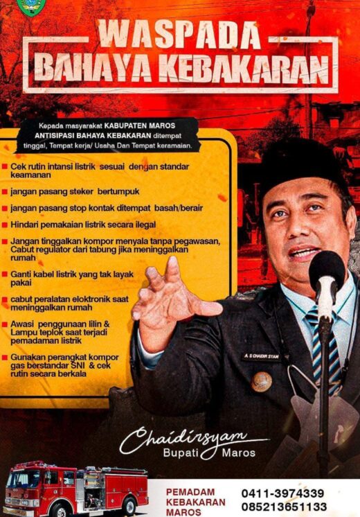 Bupati Maros Himbau Warga Waspada Bahaya Kebakaran