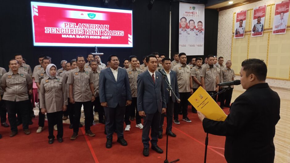 Bupati Maros Hadiri Pelantikan Pengurus Koni Maros Masa Bakti 2023-2027