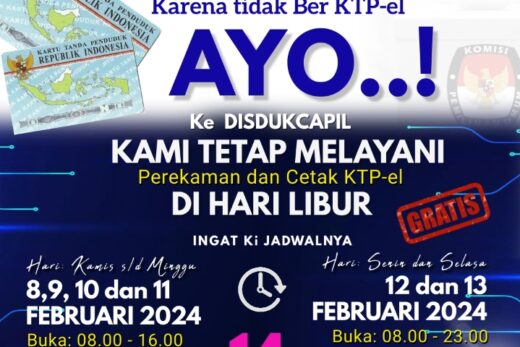 Disdukcapil Tetap Membuka Layanan Selama Hari Libur