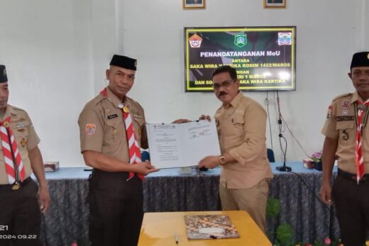 Kodim 1422 Maros MOU Dan Sosialisasi Saka Wira Kartika kepada SMKN 1 Maros