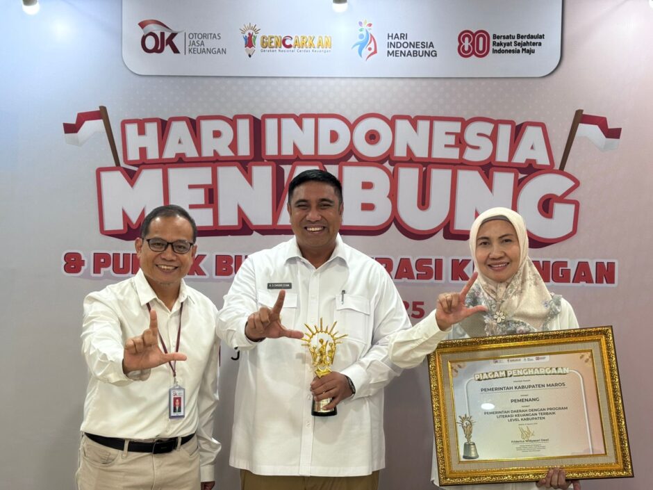 Pemkab Maros Raih Penghargaan Literasi Keuangan Terbaik dari OJK RI